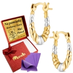 Złote Kolczyki 585 Wiszące Diamentowane Dla Kobiety Grawer UPOMINEK GRATIS 