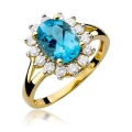ZŁOTY PIERŚCIONEK ZARĘCZYNOWY  Z TOPAZEM I BRYLANTAMI