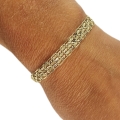 ZŁOTA BRANSOLETKA BISMARK NA RĘKĘ DAMSKA SZEROKA DIAMENTOWANA 585 GRAWER