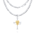 Łańcuszek Srebrny Męski Patriotyczny 925 Pancerka 3,80mm z Krzyżykiem