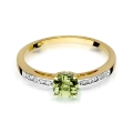 ZŁOTY PIERŚCIONEK ZARĘCZYNOWY Z OLIWINEM I BRYLANTAMI