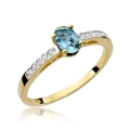 ZŁOTY PIERŚCIONEK ZARĘCZYNOWY Z TOPAZEM I BRYLANTAMI