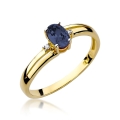 ZŁOTY PIERŚCIONEK ZARĘCZYNOWY Z SZAFIREM I BRYLANTAMI