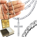 ŁAŃCUSZEK SREBRNY MĘSKI PANCERKA 3,8mm z krzyżykiem
