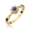 ZŁOTY PIERŚCIONEK ZARĘCZYNOWY Z SZAFIREM i BRYLANTAMI