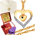 Złoty Łańcuszek 333 Naszyjnik Wisiorek Serce Grawer UPOMINEK GRATIS