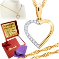 Złoty Łańcuszek 333 Naszyjnik Wisiorek Serce Grawer UPOMINEK GRATIS