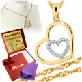 Złoty Łańcuszek 333 Naszyjnik Wisiorek Serce Grawer UPOMINEK GRATIS