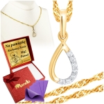 Złoty Łańcuszek z Wisiorkiem Łezka 333 Grawer