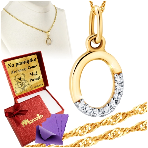 Złoty Łańcuszek z Wisiorkiem z Cyrkoniami 333