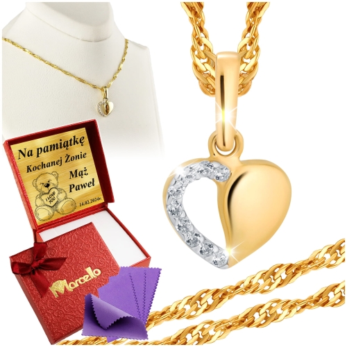Złoty Łańcuszek Serce Serduszko 585 Grawer