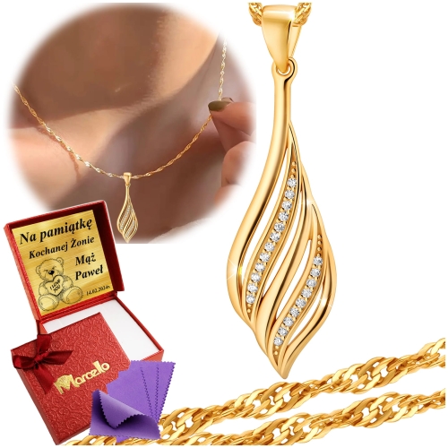 Złoty Łańcuszek z Wisiorkiem Srebro 925  