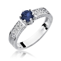 ZŁOTY PIERŚCIONEK ZARĘCZYNOWY Z SZAFIREM I BRYLANTAMI