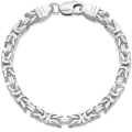 Srebrna Bransoletka 925 Męska Splot Królewski 4mm  DIAMENTOWANA PEŁNA Grawer