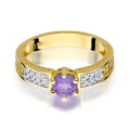 ZŁOTY PIERŚCIONEK ZARĘCZYNOWY Z AMETYSTEM I BRYLANTAMI