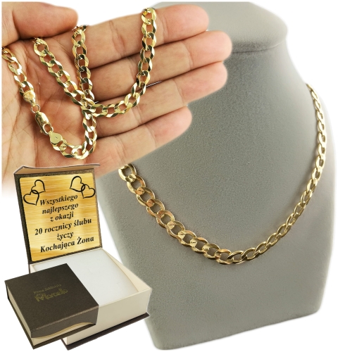 ZŁOTY MĘSKI ŁAŃCUSZEK PANCERKA 6mm/60cm Złoto pr.585 PEŁNY  