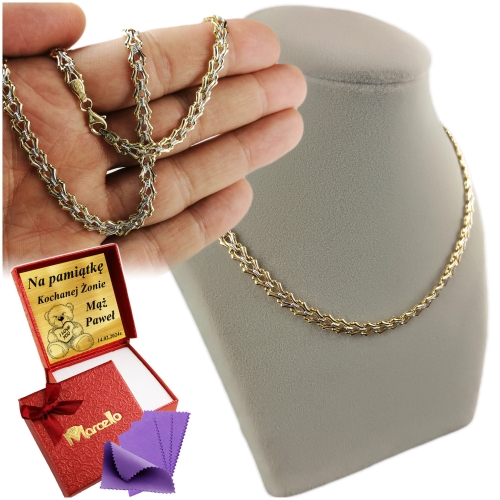 Złoty Elegancki Łańcuszek Damski Naszyjnik 585 Kolia DIAMENTOWANY GRAWER   