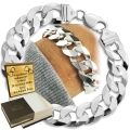 Gruba Bransoleta Srebrna 925 Pancerka Męska 16mm DIAMENTOWANA Grawer GRATIS