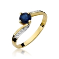 ZŁOTY PIERŚCIONEK ZARĘCZYNOWY Z SZAFIREM  I BRYLANTAMI