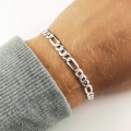 Bransoletka Srebrna Męska Figaro 5mm Pełna Diamentowana Srebro 925 GRAWER