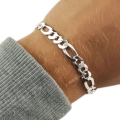 Bransoletka Srebrna Męska Figaro 6,5mm Pełna Diamentowana Srebro 925 GRAWER
