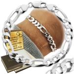 Bransoletka Srebrna Męska Figaro 6,5mm Pełna Diamentowana Srebro 925 GRAWER