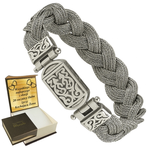 Gruba Unikatowa Bransoleta Srebrna Męska 14mm OKSYDOWANA Grawer GRATIS