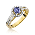 ZŁOTY PIERŚCIONEK ZARĘCZYNOWY Z TANZANITEM I BRYLANTAMI