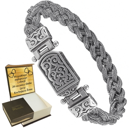 Gruba Unikatowa Bransoleta Srebrna Męska 12mm OKSYDOWANA Grawer GRATIS