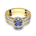 ZŁOTY PIERŚCIONEK ZARĘCZYNOWY Z TANZANITEM I BRYLANTAMI