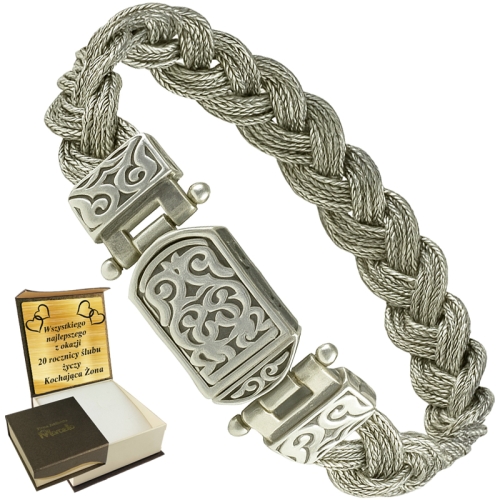 Gruba Unikatowa Bransoleta Srebrna Męska 12mm OKSYDOWANA Grawer GRATIS 