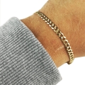 Złota Męska Bransoletka Pancerka Złoto 585 Szeroka 4,5mm PEŁNA KUTA Grawer