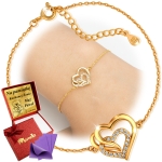 Złota Bransoletka z Serduszkiem Srebro 925 Cyrkonie Grawer UPOMINEK GRATIS