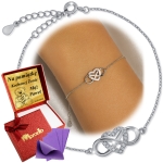 Srebrna Bransoletka 925 Serce Nieskończoność z Cyrkoniami Grawer + PREZENT