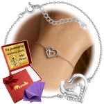 Srebrna Bransoletka z Serduszkiem Srebro 925 Cyrkonie Grawer UPOMINEK GRATIS