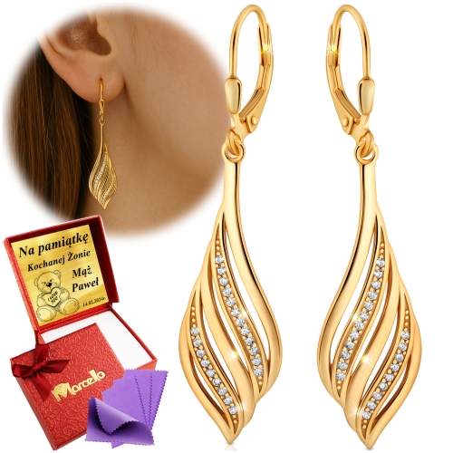 Złote Kolczyki Wiszące Dla Kobiety Srebro 925 