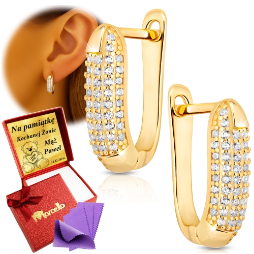 Złote Kolczyki Angielskie Zapięcie Srebro 925 Grawer + Upominek GRATIS