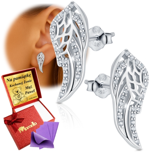 Srebrne Kolczyki 925 Damskie Skrzydełka Anioła