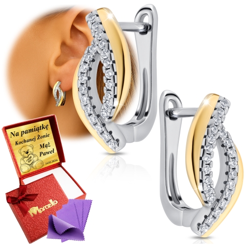 Srebrne Kolczyki na Angielskie Zapięcie Srebro 925 Grawer + PREZENT GRATIS 