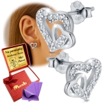 Srebrne Kolczyki Damskie Serca 925 Dla Kobiety Na Prezent z Grawerem