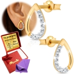 Złote Kolczyki Łezki z Cyrkoniami 333 Dla Kobiety Na Prezent z Grawerem