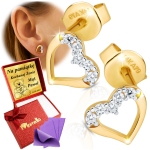 Złote Kolczyki Serca z Cyrkoniami 333 Dla Kobiety Na Prezent z Grawerem