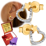 Złote Kolczyki Serca z Cyrkoniami 333 Dla Kobiety Na Prezent z Grawerem