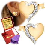 Złote Kolczyki Serca z Cyrkoniami Złoto 585 Dla Kobiety Na Prezent Grawer