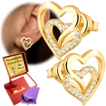 Złote Kolczyki Damskie Serduszka Cyrkonie Dla Kobiety 925 Na Prezent Grawer