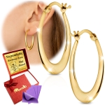 Złote Kolczyki 585 Wiszące Gładkie Owalne Dla Kobiety Na Prezent z Grawerem