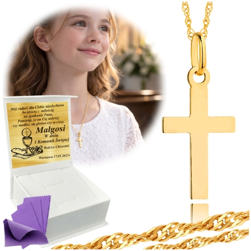 Złoty Łańcuszek z Krzyżykiem Złoto 585  