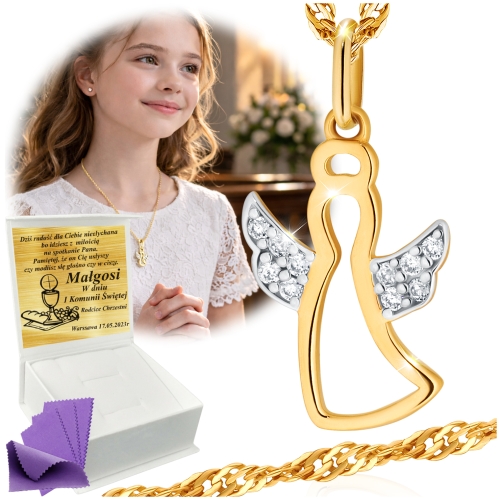 ZŁOTY ŁAŃCUSZEK Z MEDALIKIEM Z Aniołkiem pr.585  