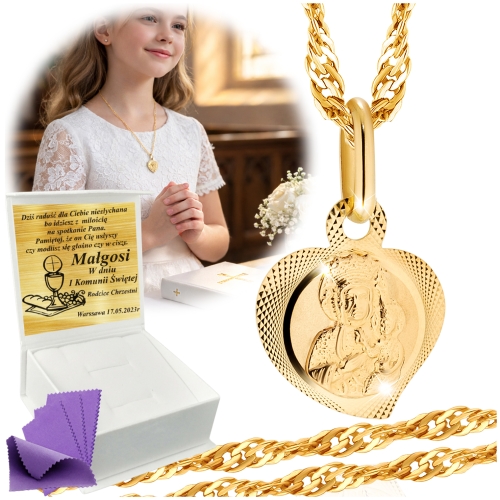 ZŁOTY ŁAŃCUSZEK Z MEDALIKIEM SERDUSZKO Złoto 585