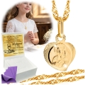 ZŁOTY ŁAŃCUSZEK Z MEDALIKIEM Z MATKĄ BOSKĄ  SERDUSZKO